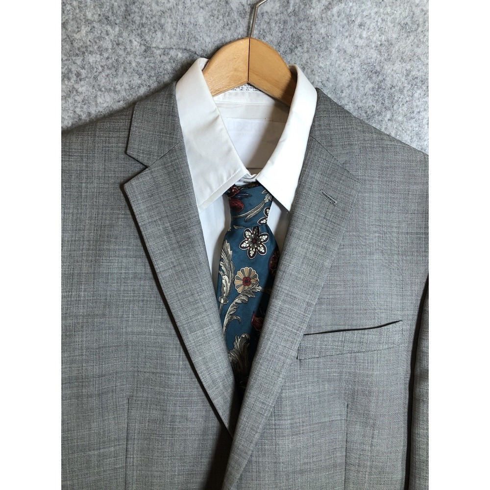 Egara Blazer 42R Gray Wool Glen Plaid Sport Coat Jacket Career Casual Classic